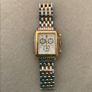 Michele two-tone Deco XL Watch with 12 diamonds
